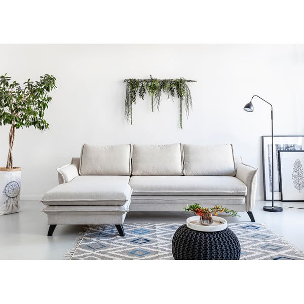 Divano letto angolare beige chiaro, angolo sinistro Charming Charlie - Miuform-image-1