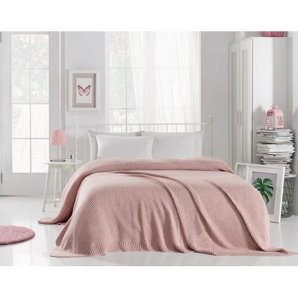 Copriletto rosa cipria con cotone Silvi, 220 x 240 cm - Homemania Decor