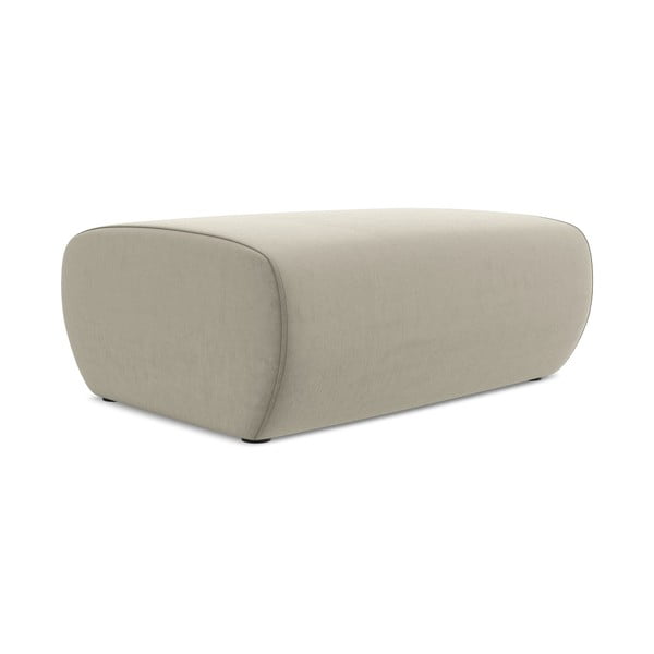 Poggiapiedi beige con rivestimento in velluto Kapua – Makamii-image-1