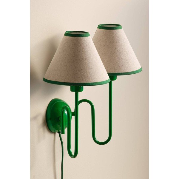Lampada da parete verde/beige in lino con alimentazione a corrente Juliet – Jotex-image-2