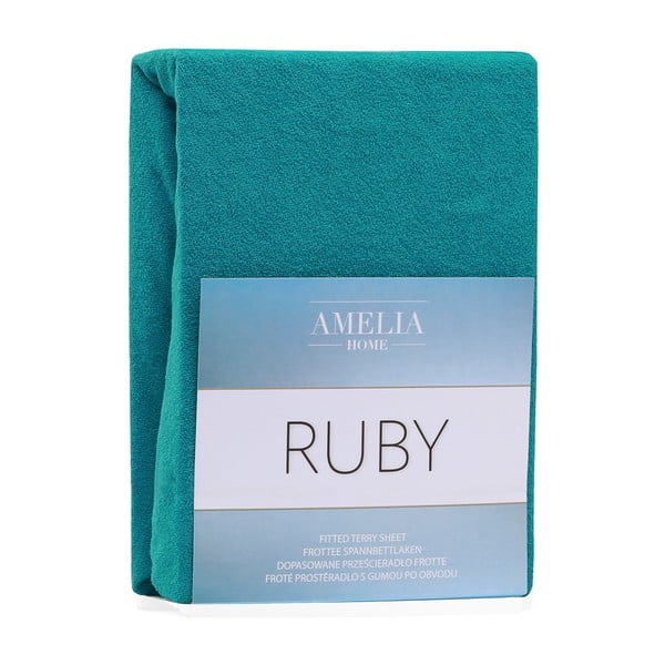 Lenzuolo con angoli verde scuro/blu in terry 140x200 cm Ruby – Restilo-image-2