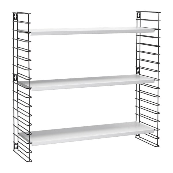 Scaffale nero a 3 livelli con ripiani bianchi, larghezza 70 cm Libro - Metaltex