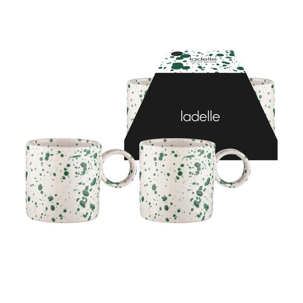 Tazze in gres bianco-verde in set da 2 pezzi 450 ml Carnival - Ladelle-image-1