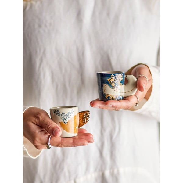 Tazzine in set per espresso blu/color crema in gres 2 pz 55 ml Hezha – Bloomingville-image-1