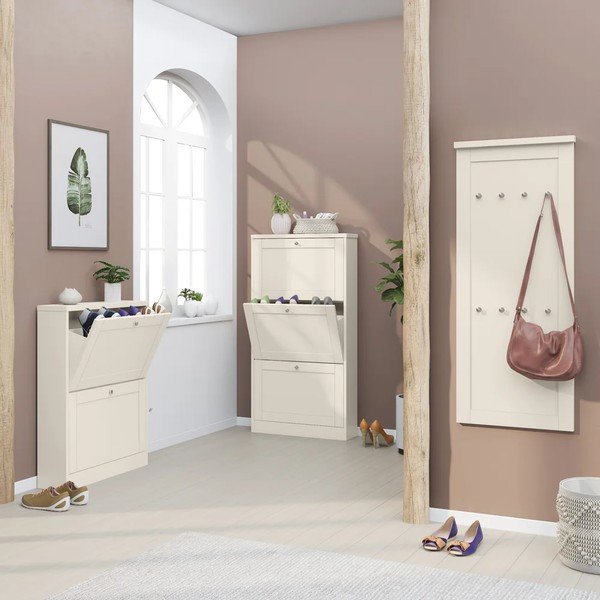 Scarpiera beige opaca con ante ribaltabili 70x130x19 cm Heide – Støraa-image-3