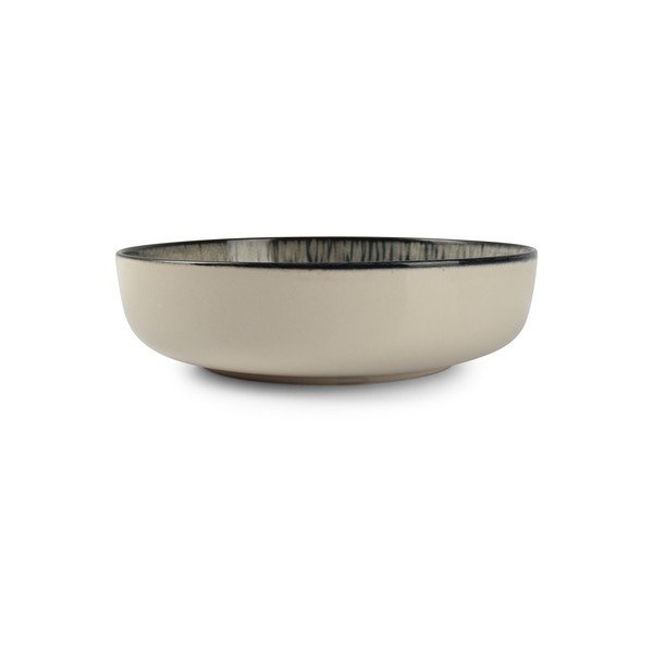 Piatto fondo nero/color crema in gres ø 18,5 cm Gravel – ONA-image-1