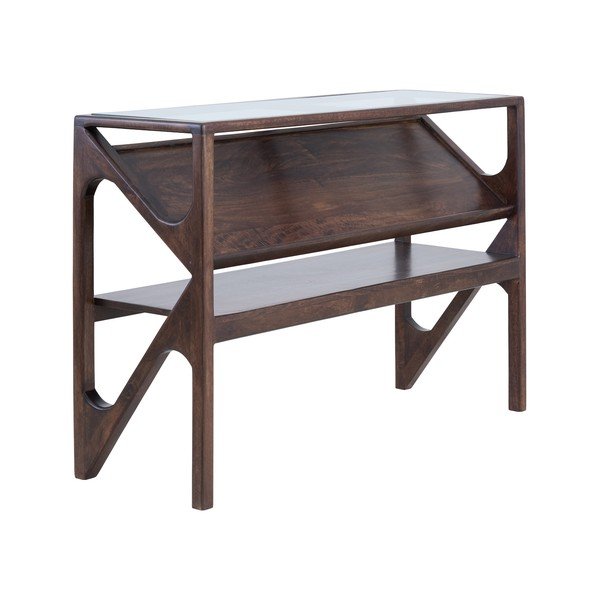 Tavolo consolle colore naturale scuro con piano in vetro 41x119 cm Yuki – Light & Living