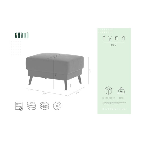 Pouf in velluto blu scuro Fynn - Ghado-image-3