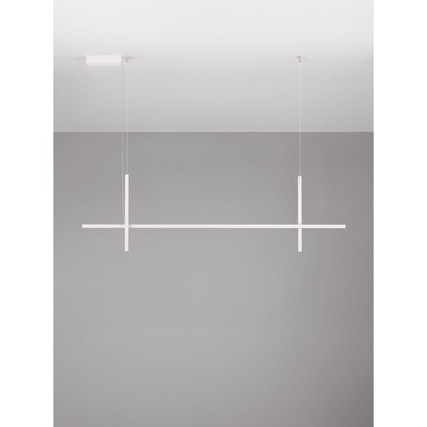 Lampadario LED bianco opaco in alluminio con paralume in vetro acrilico Looma – Nova Luce-image-3