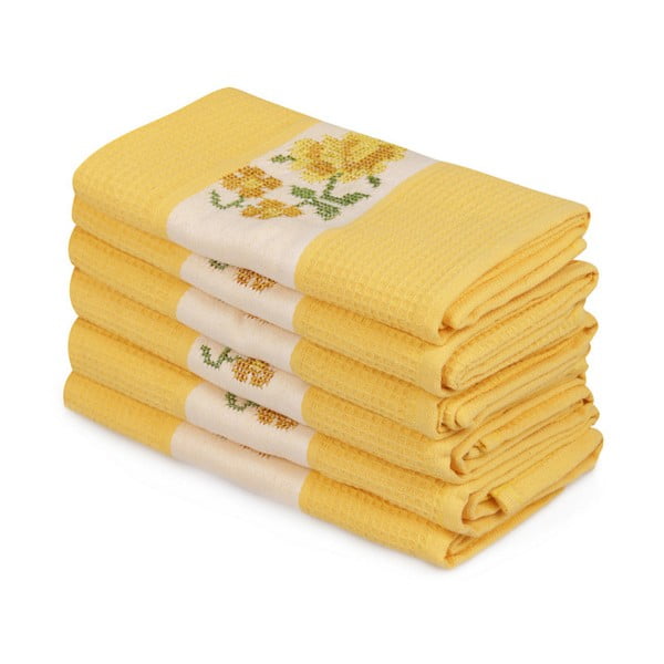 Set di 6 asciugamani gialli in puro cotone Simplicity, 45 x 70 cm - Mijolnir
