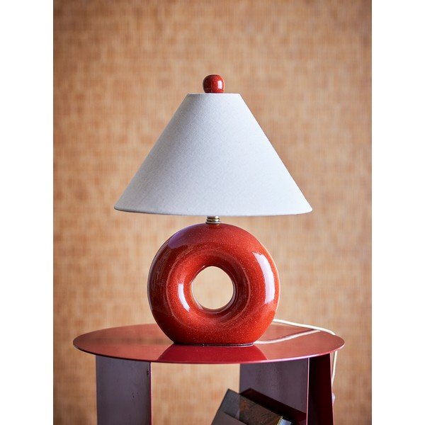 Lampada da tavolo rossa/color crema in ceramica con paralume in tessuto (altezza totale 42 cm) Panja – Bloomingville-image-2