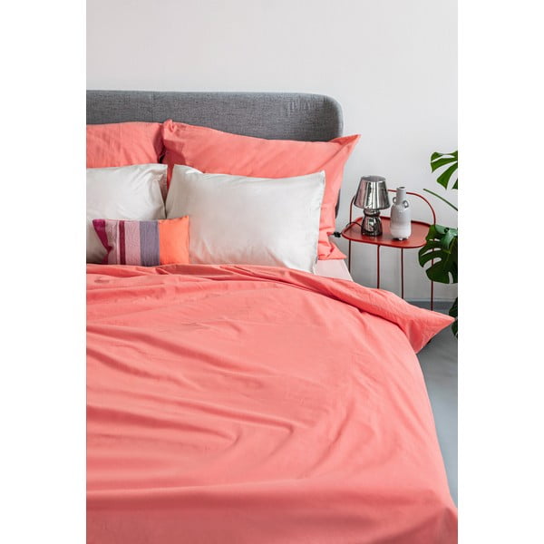 Lenzuola in cotone rosa corallo per letto matrimoniale, 200 x 220 cm - Bonami Selection-image-4