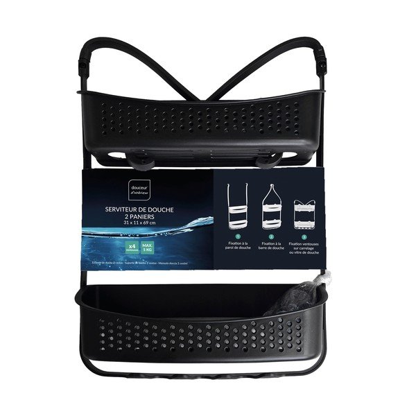 Mensola da bagno da appendere nera opaca in plastica Vesper – douceur d'intérieur-image-4