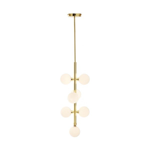 Lampadario bianco/dorato in metallo con paralume in vetro ø 27 cm Trieste – Premier Housewares