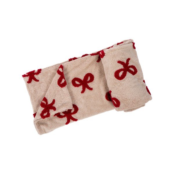 Coperta rossa/beige in micropile a tema natalizio 150x200 cm XMAS – Tiseco Home Studio