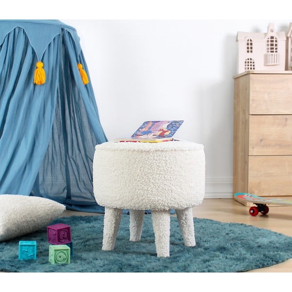 Pouf bianco per bambini in tessuto bouclé Moouv - Artie-image-3