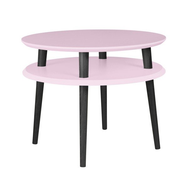 Tavolino rosa chiaro con gambe nere UFO, Ø 57 cm - Ragaba
