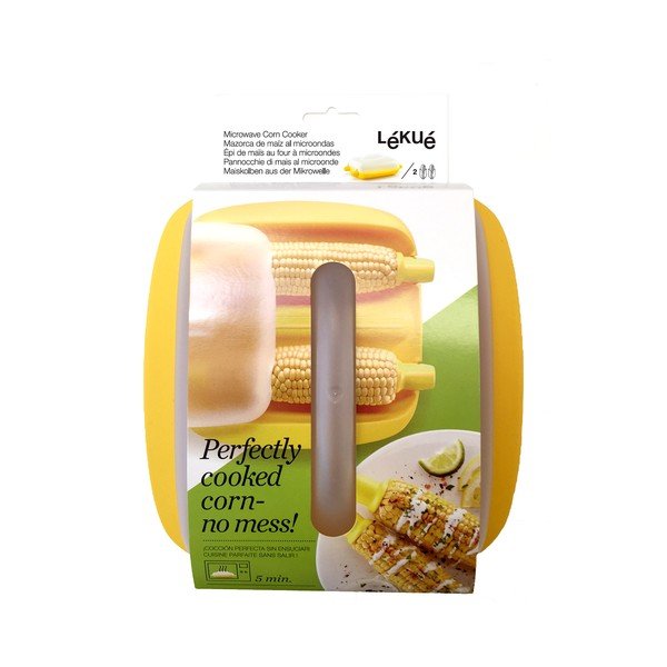 Žlutá silikonová nádoba na přípravu kukuřice Lékué Corn-image-1