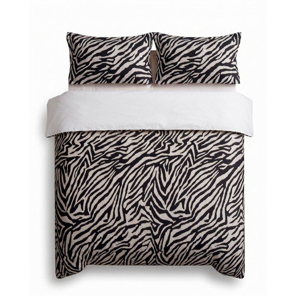 Set copripiumino e federa nero per letto matrimoniale 200x200 cm Zebra – Mijolnir