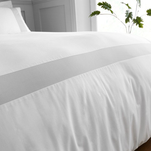 Biancheria da letto in cotone bianco e grigio per letto matrimoniale 200x200 cm - Bianca-image-4