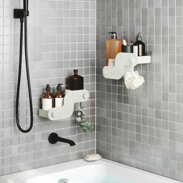 Mensole da bagno senza foratura beige in plastica 2 pz Nami – Umbra-image-1