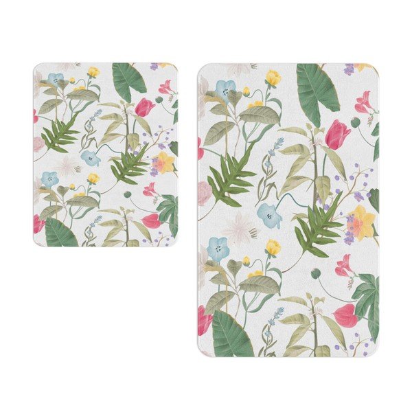 Tappetini da bagno bianco-verde in set di 2 pezzi - Oyo Concept