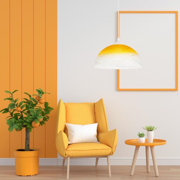 Lampadario giallo con paralume in vetro ø 30 cm Sfera – LAMKUR-image-1