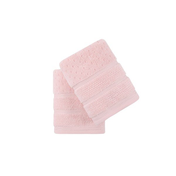 Set di 2 asciugamani in cotone rosa , 50 x 90 cm Arella - Foutastic-image-2