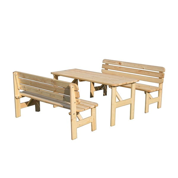 Panchina da giardino in legno di colore naturale Viking - Rojaplast-image-1