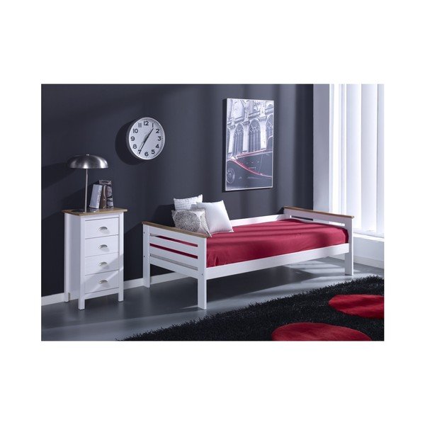 Letto singolo in pino massiccio bianco Alba, 90 x 190 cm - Marckeric-image-1