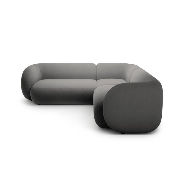 Divano angolare grigio scuro con rivestimento in velluto Kate – Micadoni -image-1