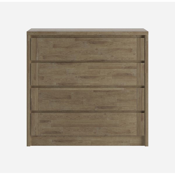 Cassettiera bassa marrone in rovere massiccio 105x96 cm Timo – Olivia Living-image-2
