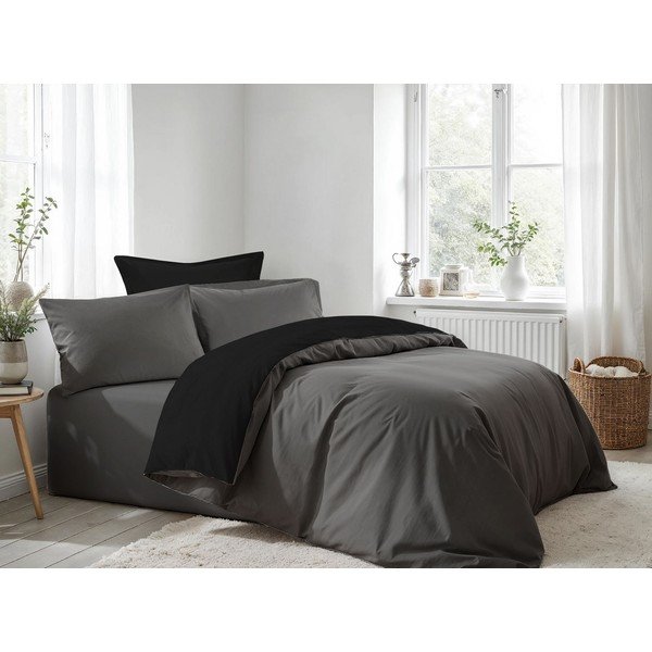 Set copripiumino e federa color antracite per letto matrimoniale 200x200 cm – Mijolnir