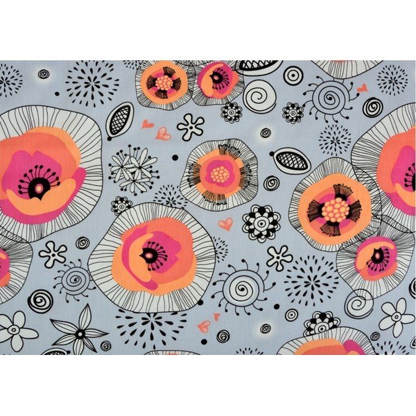 Lenzuolo singolo in cotone sateen grigio arancio 140x200 cm Poppy - Unknown-image-1