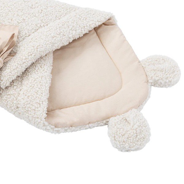 Copertina per neonati color crema in sherpa 35x65 cm – Meowbaby-image-1