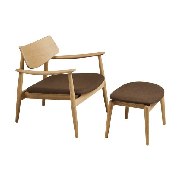 Poltrona con poggiapiedi marrone Olvera – House Nordic-image-2