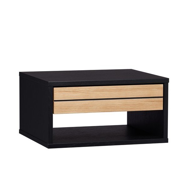 Comodino nero/di colore naturale con effetto rovere da parete Stripe – Woodman-image-3