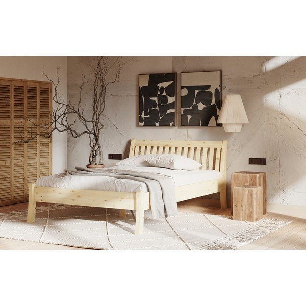 Letto singolo di colore naturale in pino massiccio 90x200 cm Tonja – Olivia Living-image-4