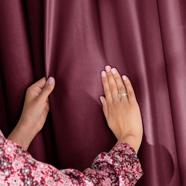 Tenda parzialmente oscurante burgundy/rosa in velluto 140x270 cm Eyelets – Restilo-image-3