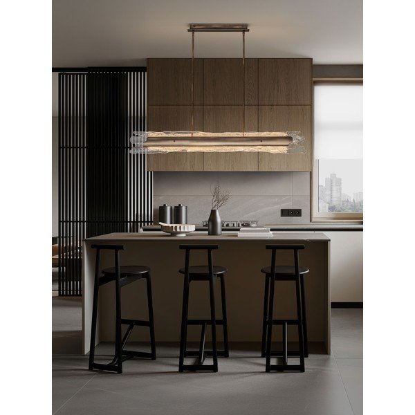 Lampadario LED color ottone in acciaio con paralume in vetro con intensità regolabile Velar – Nova Luce-image-4