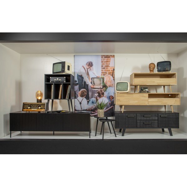 Tavolo TV in pino nero 150x55 cm Watch - Basiclabel-image-1