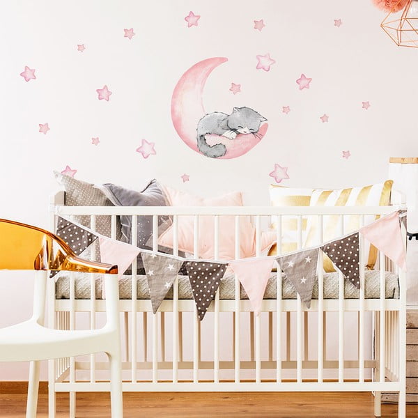 Adesivi murali rosa per bambini Magic Cat - Ambiance-image-3