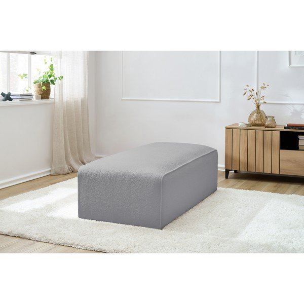 Poggiapiedi componibile grigio chiaro con rivestimento in bouclé Megeve – Bobochic Paris-image-4