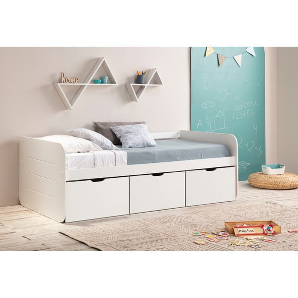 Letto per bambini bianco con contenitore 90x190 cm Abbott - Marckeric-image-1