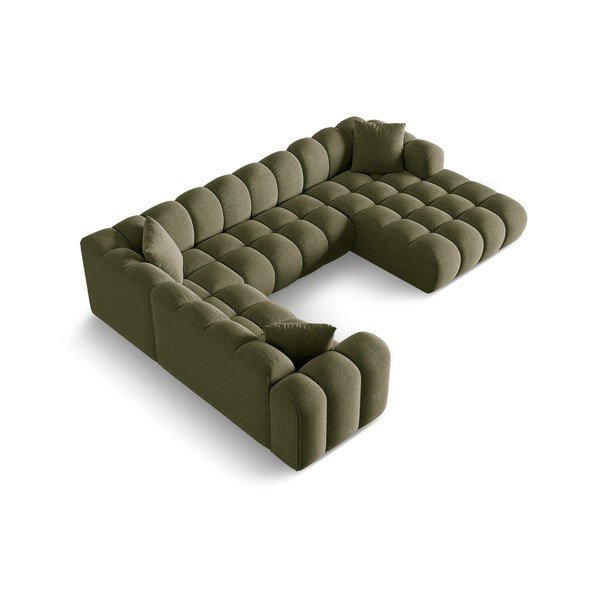 Divano angolare verde (con penisola a sinistra/a U) con rivestimento in ciniglia Treno – Cosmopolitan Design-image-2