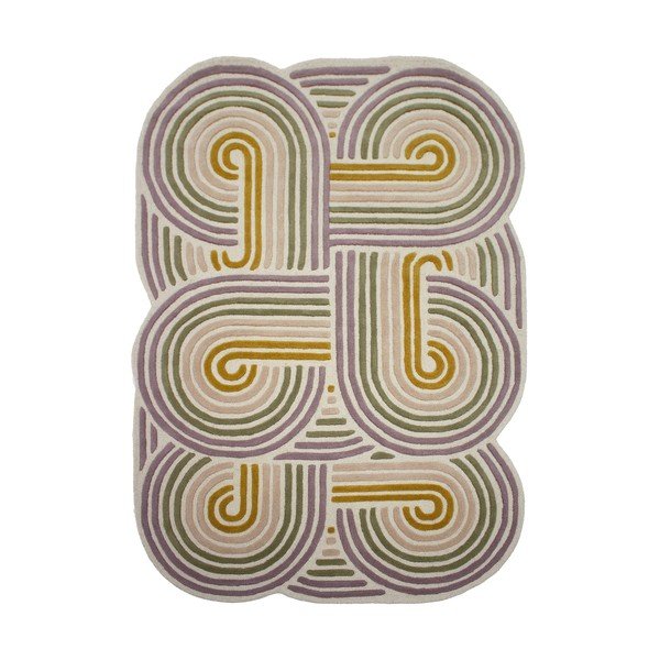 Tappeto verde in lana tessuto a mano 140x200 cm Spiral Shaped  – Flair Rugs