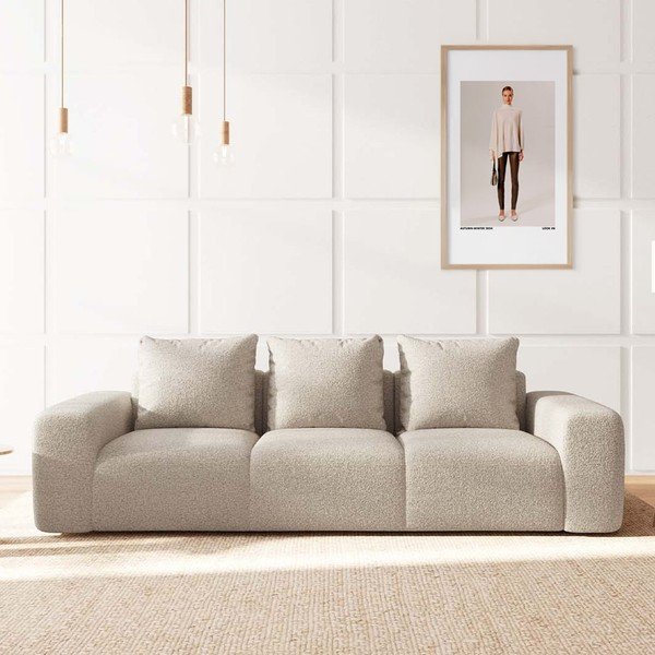 Divano beige rivestito in bouclé 287 cm Monce – Rodier-image-1