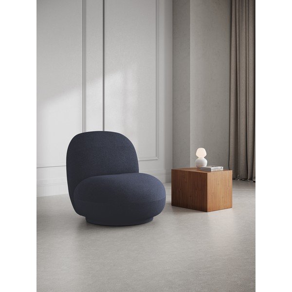 Poltrona bouclé blu scuro Chuck - Micadoni Home-image-1