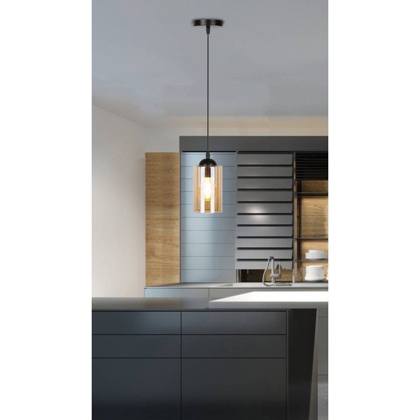 Lampada a sospensione nera con paralume in vetro ø 10 cm Bistro - Candellux Lighting-image-3
