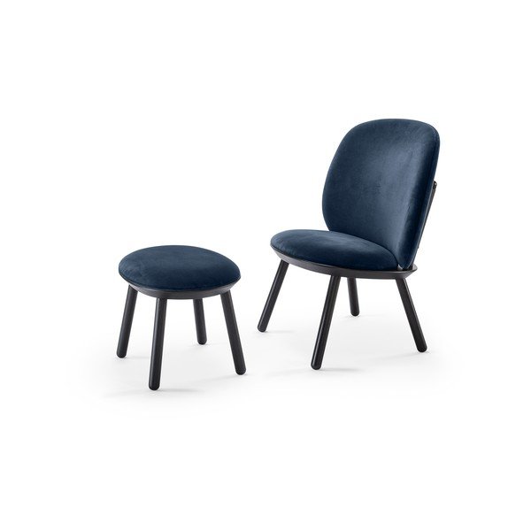 Pouf in velluto blu e nero Naïve - EMKO-image-3